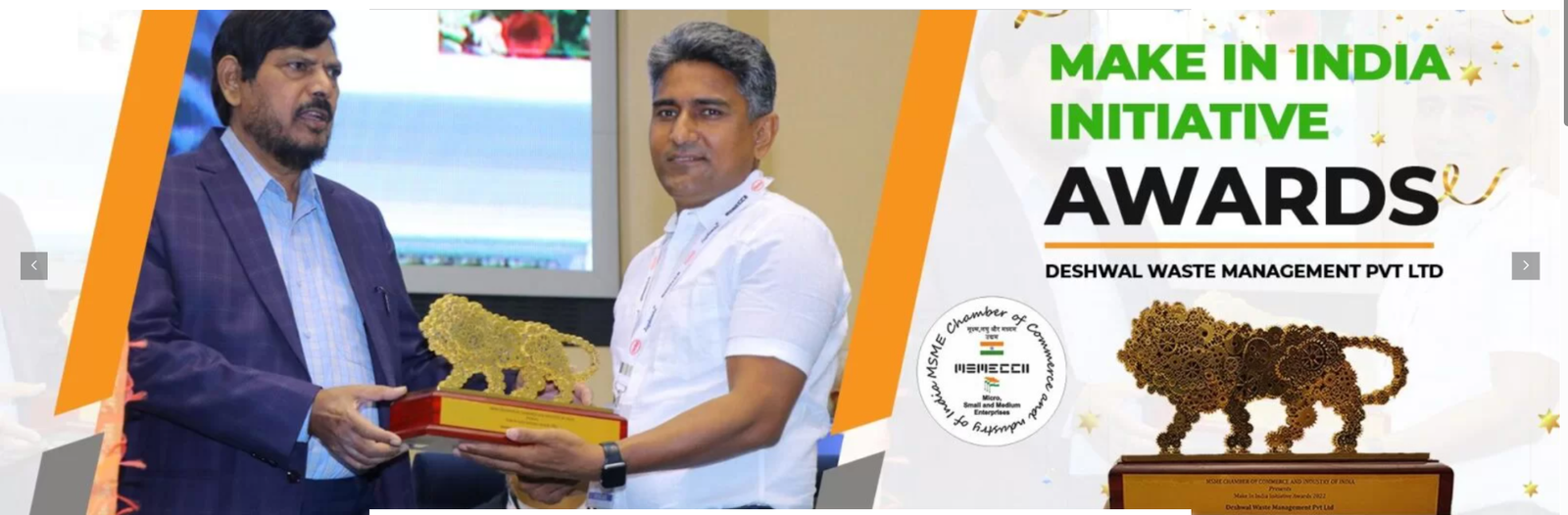 Deshwal Waste Management receiving the Make in India Initiative Award